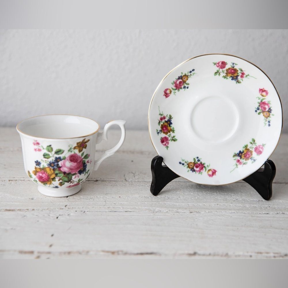 VTG, Springfield White Ceramic Tea Cup Plate Set - Picture 3 of 10